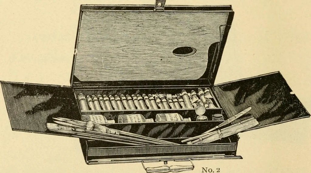 An illustration from Priced catalogue of artists' materials : supplies for oil painting, water color painting, china painting ... and drawing materials for architects and engineers, manual training schools and colleges., 1914, leaf 61