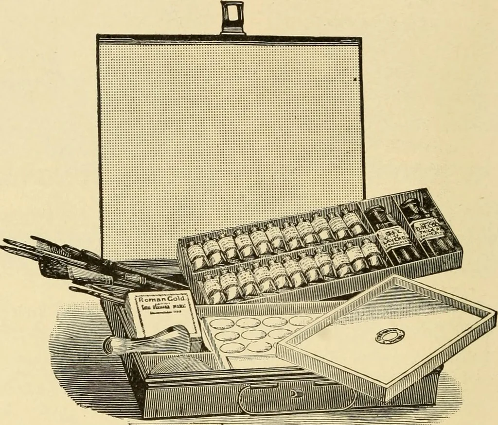 An illustration from Priced catalogue of artists' materials : supplies for oil painting, water color painting, china painting ... and drawing materials for architects and engineers, manual training schools and colleges., 1914, leaf 99