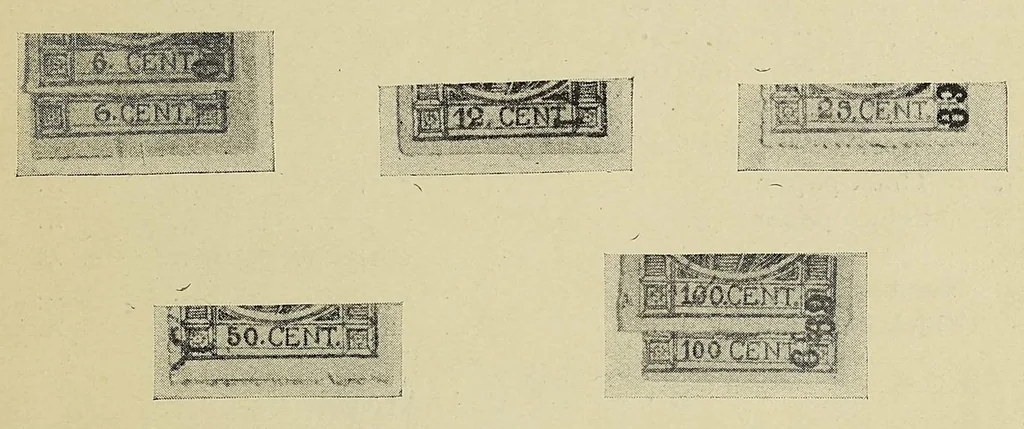 An illustration from Priced catalogue of the 1856 to 1872 issues of Mexico, 1917, leaf 53