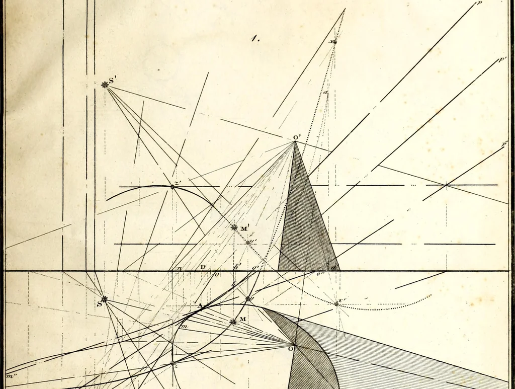 An illustration from Prilozhenie nachertatelnoi geometrii k risovaniiu : teoriia tienei, lineinaia perspektiva, opticheskiia izobrazheniia, 1830, leaf 184