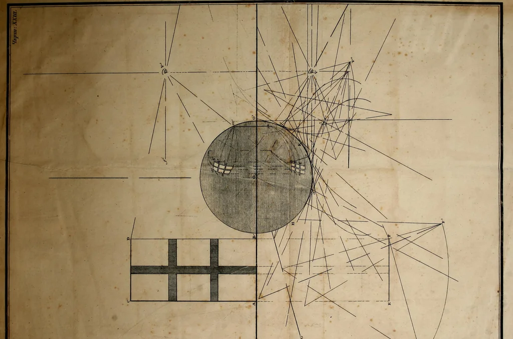 An illustration from Prilozhenie nachertatelnoi geometrii k risovaniiu : teoriia tienei, lineinaia perspektiva, opticheskiia izobrazheniia, 1830, leaf 206