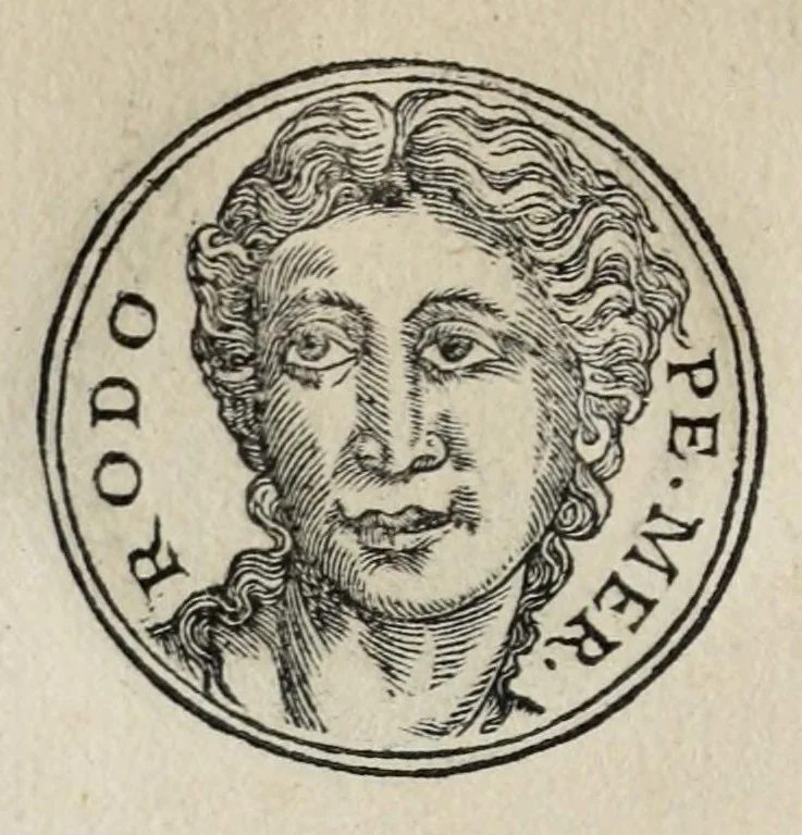 An illustration from Prima[-seconda] parte del Prontvario de le medaglie de piv illvstri & fulgenti huomini & donne : dal principio del mondo insino al presente tempo, con le lor vite in compendio raccolte, 1553, leaf 114