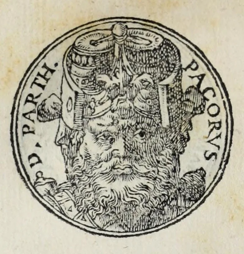 An illustration from Prima[-seconda] parte del Prontvario de le medaglie de piv illvstri & fulgenti huomini & donne : dal principio del mondo insino al presente tempo, con le lor vite in compendio raccolte, 1553, leaf 172