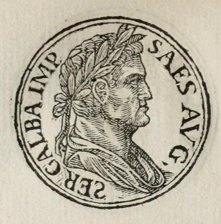 An illustration from Prima[-seconda] parte del Prontvario de le medaglie de piv illvstri & fulgenti huomini & donne : dal principio del mondo insino al presente tempo, con le lor vite in compendio raccolte, 1553, leaf 214