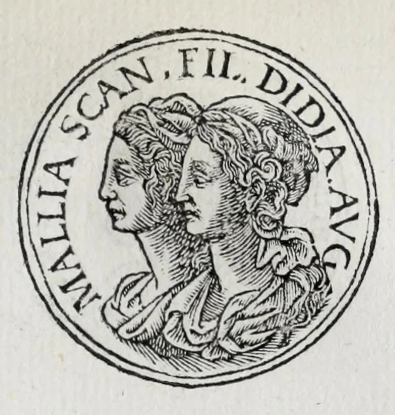 An illustration from Prima[-seconda] parte del Prontvario de le medaglie de piv illvstri & fulgenti huomini & donne : dal principio del mondo insino al presente tempo, con le lor vite in compendio raccolte, 1553, leaf 235