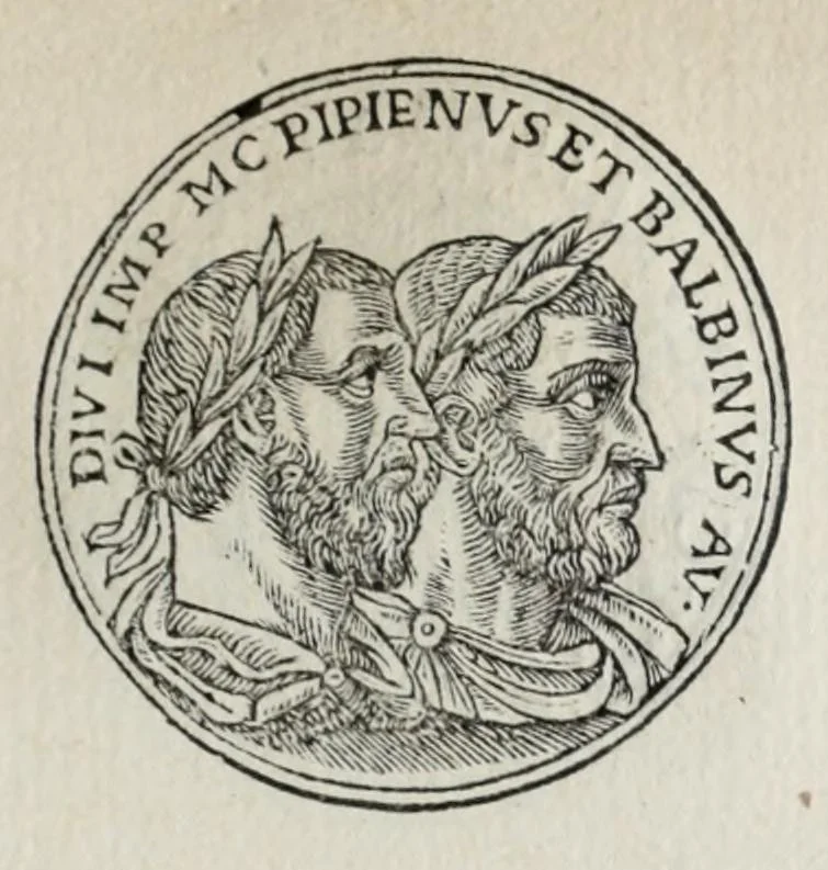 An illustration from Prima[-seconda] parte del Prontvario de le medaglie de piv illvstri & fulgenti huomini & donne : dal principio del mondo insino al presente tempo, con le lor vite in compendio raccolte, 1553, leaf 241
