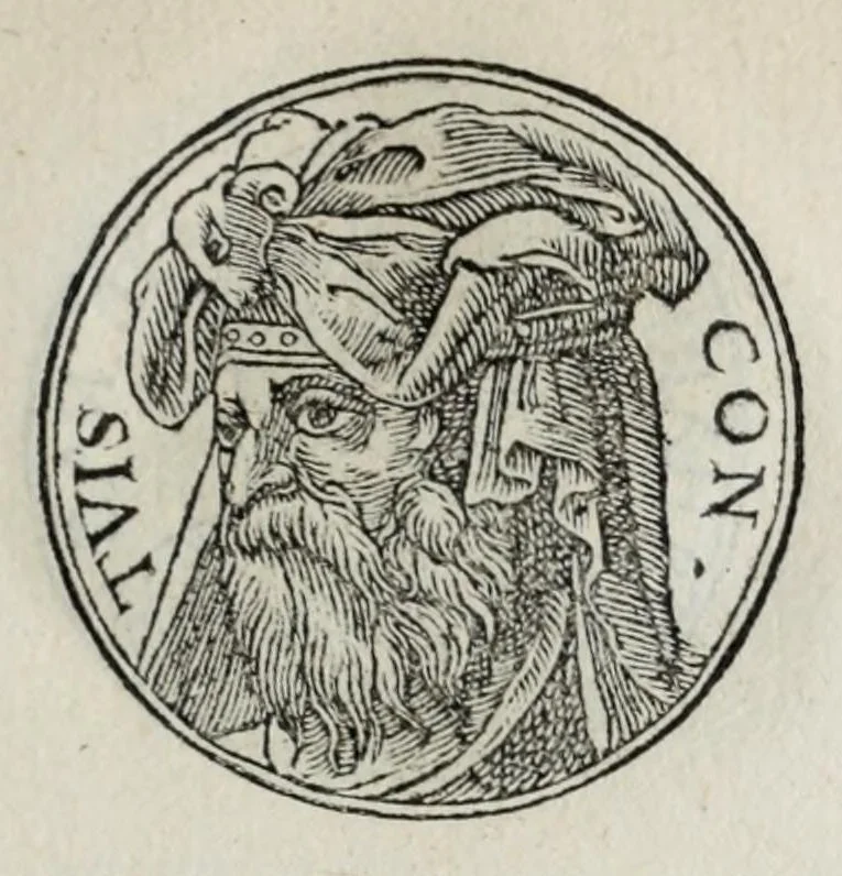 An illustration from Prima[-seconda] parte del Prontvario de le medaglie de piv illvstri & fulgenti huomini & donne : dal principio del mondo insino al presente tempo, con le lor vite in compendio raccolte, 1553, leaf 25