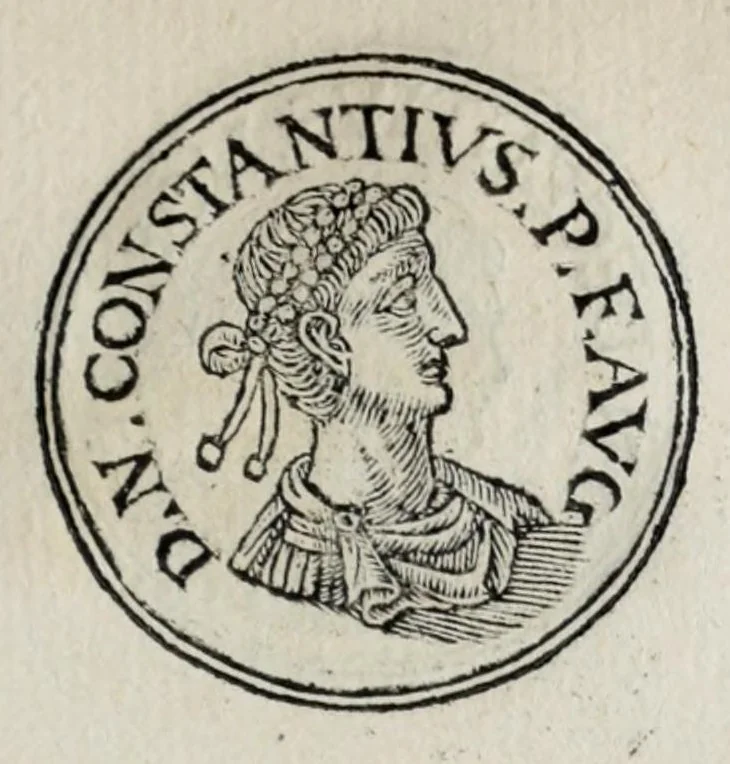 An illustration from Prima[-seconda] parte del Prontvario de le medaglie de piv illvstri & fulgenti huomini & donne : dal principio del mondo insino al presente tempo, con le lor vite in compendio raccolte, 1553, leaf 273