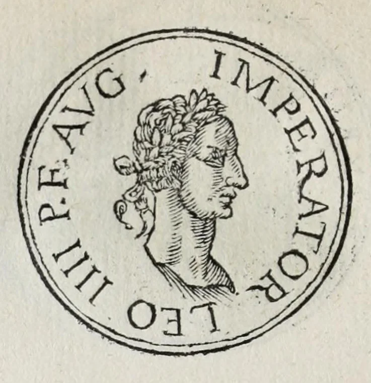 An illustration from Prima[-seconda] parte del Prontvario de le medaglie de piv illvstri & fulgenti huomini & donne : dal principio del mondo insino al presente tempo, con le lor vite in compendio raccolte, 1553, leaf 310