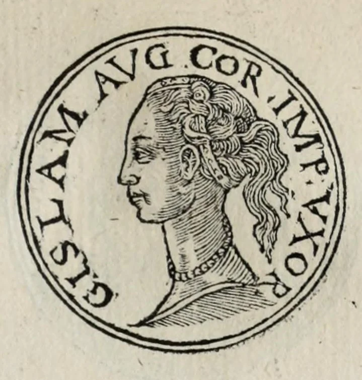 An illustration from Prima[-seconda] parte del Prontvario de le medaglie de piv illvstri & fulgenti huomini & donne : dal principio del mondo insino al presente tempo, con le lor vite in compendio raccolte, 1553, leaf 337