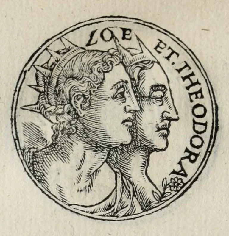 An illustration from Prima[-seconda] parte del Prontvario de le medaglie de piv illvstri & fulgenti huomini & donne : dal principio del mondo insino al presente tempo, con le lor vite in compendio raccolte, 1553, leaf 342