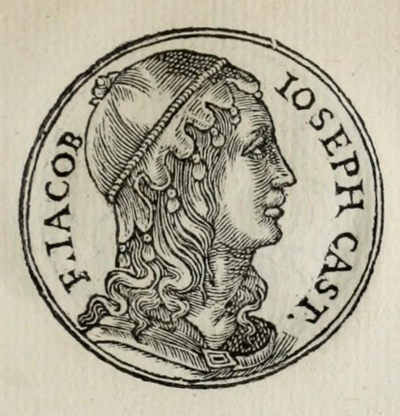 An illustration from Prima[-seconda] parte del Prontvario de le medaglie de piv illvstri & fulgenti huomini & donne : dal principio del mondo insino al presente tempo, con le lor vite in compendio raccolte, 1553, leaf 35