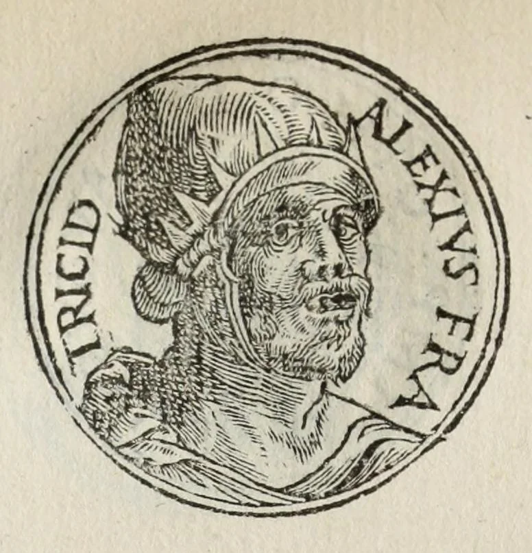 An illustration from Prima[-seconda] parte del Prontvario de le medaglie de piv illvstri & fulgenti huomini & donne : dal principio del mondo insino al presente tempo, con le lor vite in compendio raccolte, 1553, leaf 358