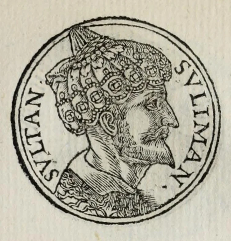 An illustration from Prima[-seconda] parte del Prontvario de le medaglie de piv illvstri & fulgenti huomini & donne : dal principio del mondo insino al presente tempo, con le lor vite in compendio raccolte, 1553, leaf 411