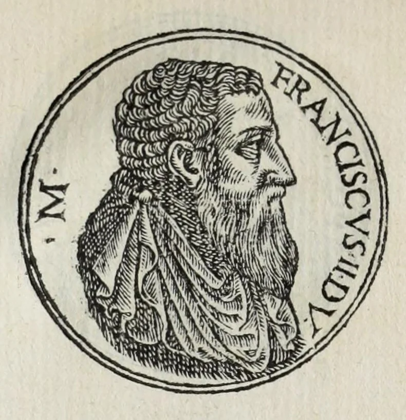 An illustration from Prima[-seconda] parte del Prontvario de le medaglie de piv illvstri & fulgenti huomini & donne : dal principio del mondo insino al presente tempo, con le lor vite in compendio raccolte, 1553, leaf 426