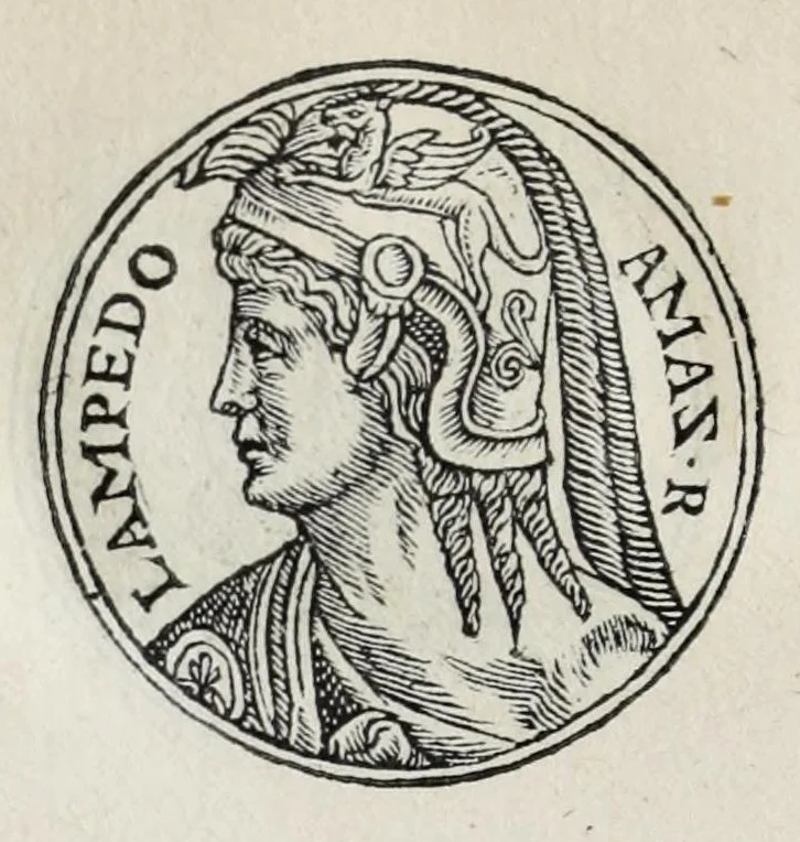 An illustration from Prima[-seconda] parte del Prontvario de le medaglie de piv illvstri & fulgenti huomini & donne : dal principio del mondo insino al presente tempo, con le lor vite in compendio raccolte, 1553, leaf 56