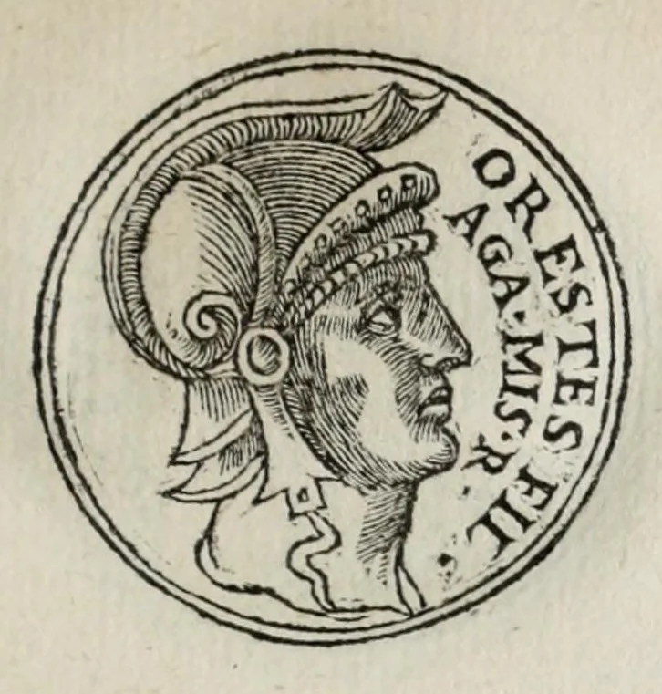 An illustration from Prima[-seconda] parte del Prontvario de le medaglie de piv illvstri & fulgenti huomini & donne : dal principio del mondo insino al presente tempo, con le lor vite in compendio raccolte, 1553, leaf 67