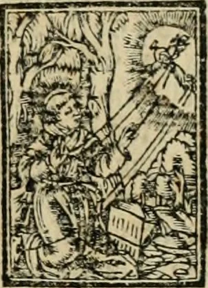 An illustration from Primera parte de las Cronicas de la orden de los frayles menores del seraphico padre Sant Francisco, instituydor y primero ministro general, que se puede llamar vitas patrum de los menores .., 1563, leaf 124