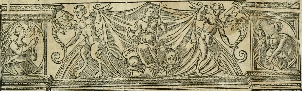 An illustration from Primera parte de las Cronicas de la orden de los frayles menores del seraphico padre Sant Francisco, instituydor y primero ministro general, que se puede llamar vitas patrum de los menores .., 1563, leaf 4