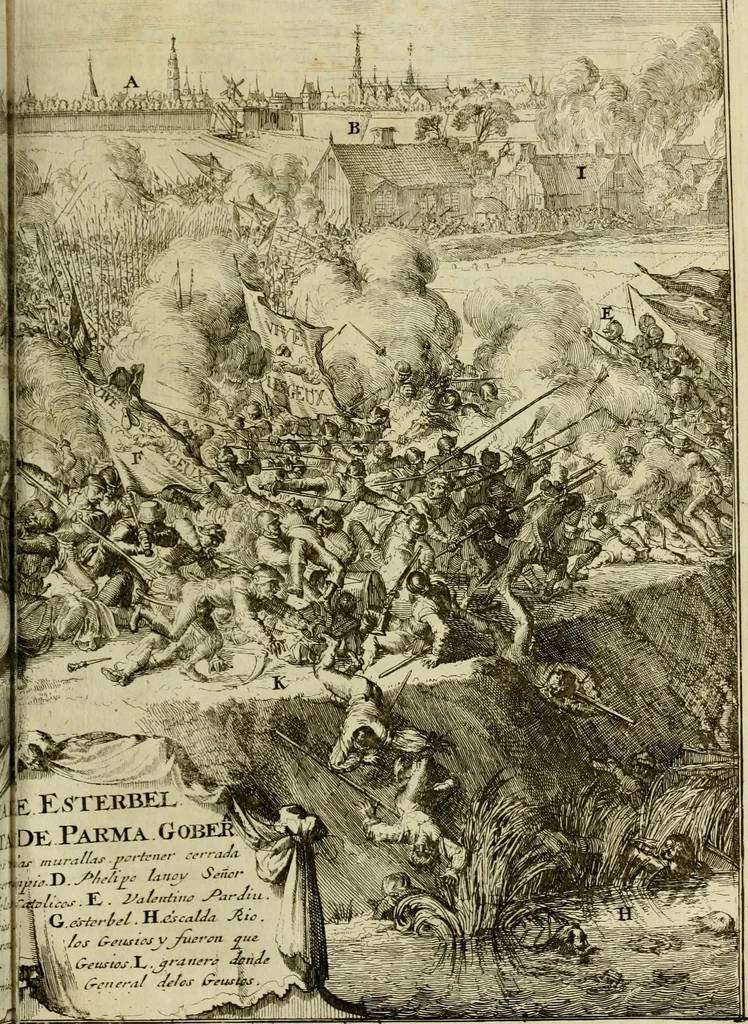 An illustration from Primera[-segunda] decada de las guerras de Flandes ..., 1681, leaf 276