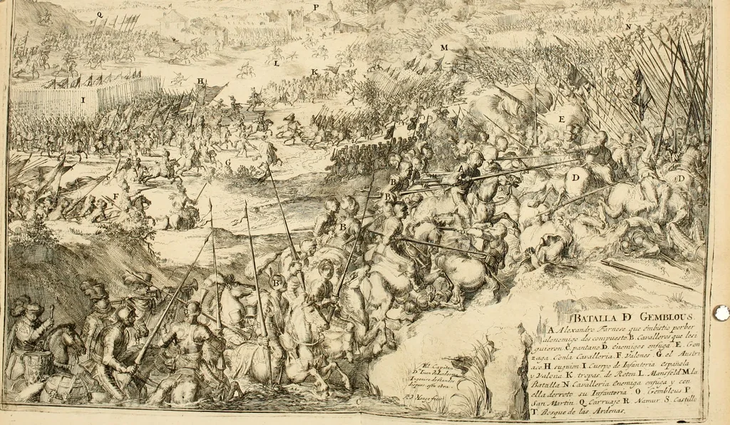 An illustration from Primera[-segunda] decada de las guerras de Flandes ..., 1681, leaf 497