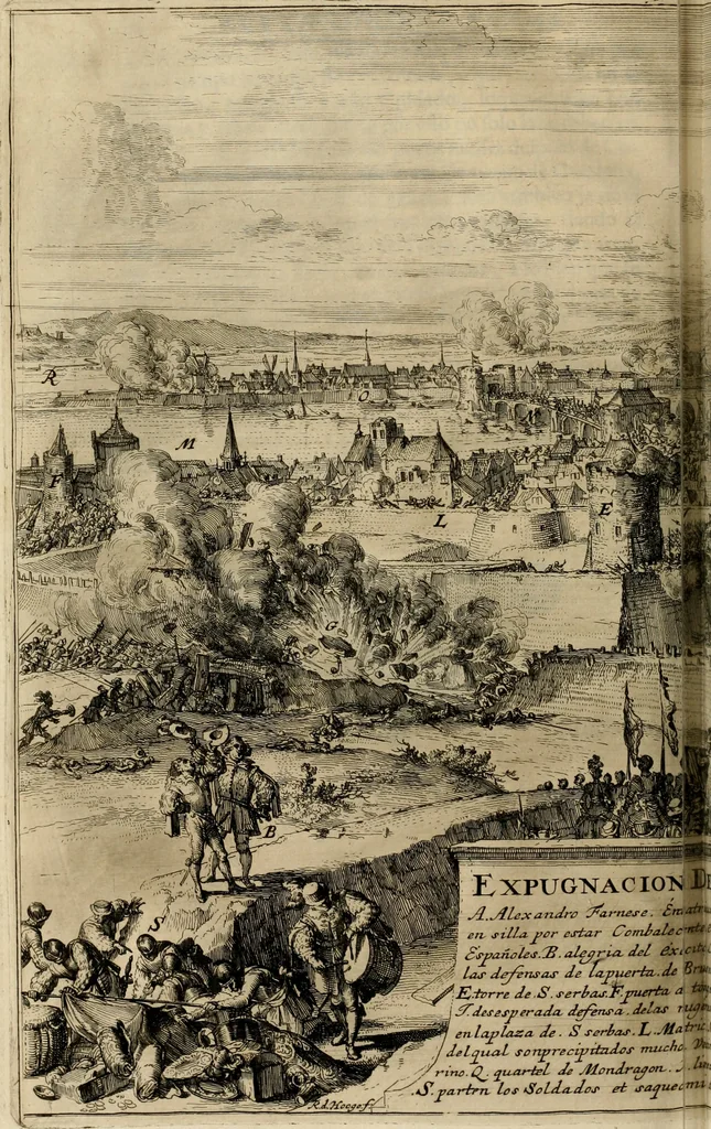An illustration from Primera[-segunda] decada de las guerras de Flandes ..., 1681, leaf 137