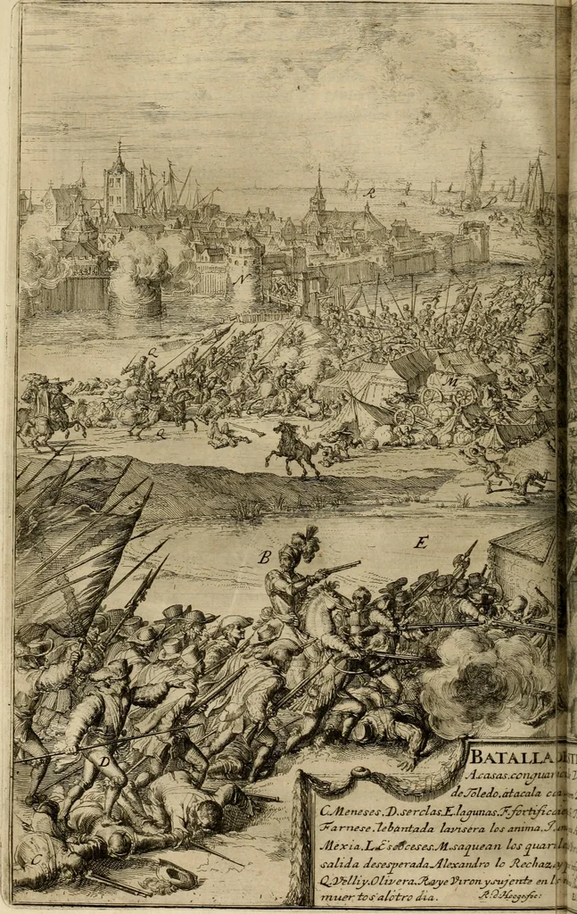 An illustration from Primera[-segunda] decada de las guerras de Flandes ..., 1681, leaf 279