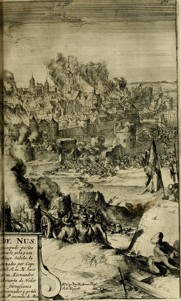 An illustration from Primera[-segunda] decada de las guerras de Flandes ..., 1681, leaf 452
