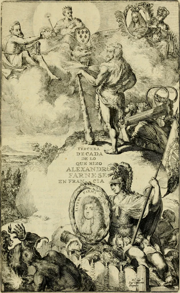 An illustration from Primera[-segunda] decada de las guerras de Flandes ..., 1681, leaf 12