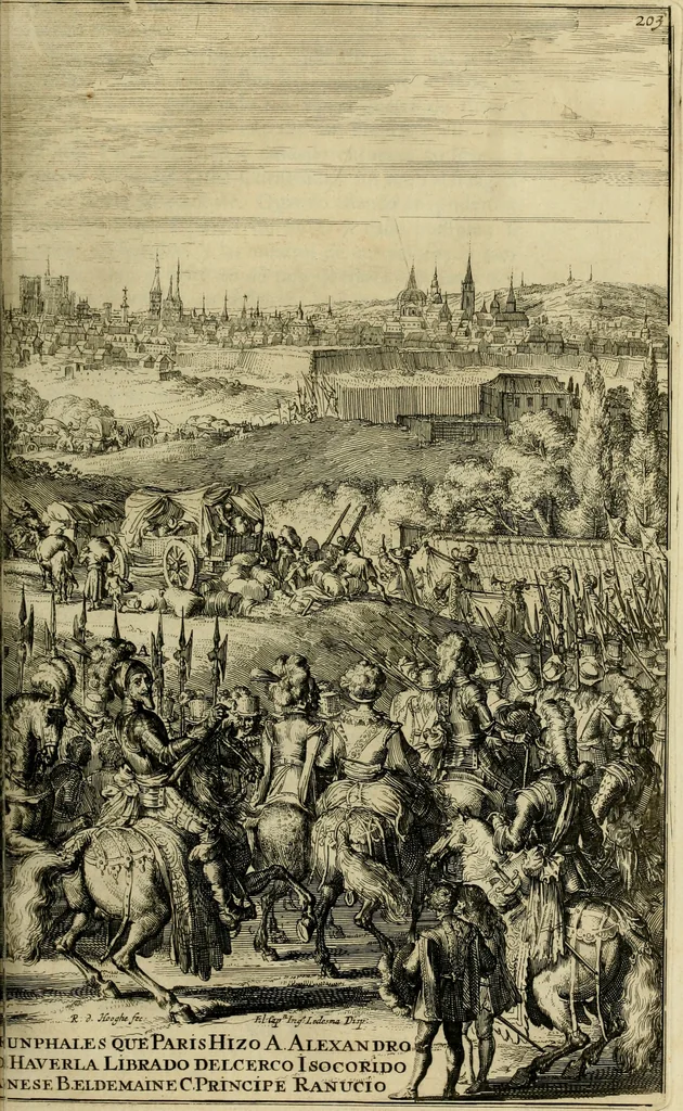 An illustration from Primera[-segunda] decada de las guerras de Flandes ..., 1681, leaf 238