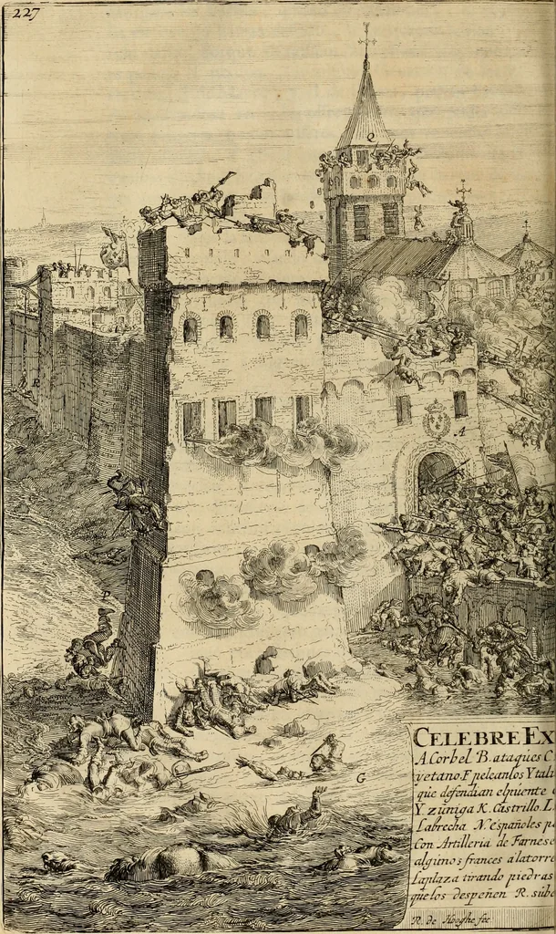 An illustration from Primera[-segunda] decada de las guerras de Flandes ..., 1681, leaf 265
