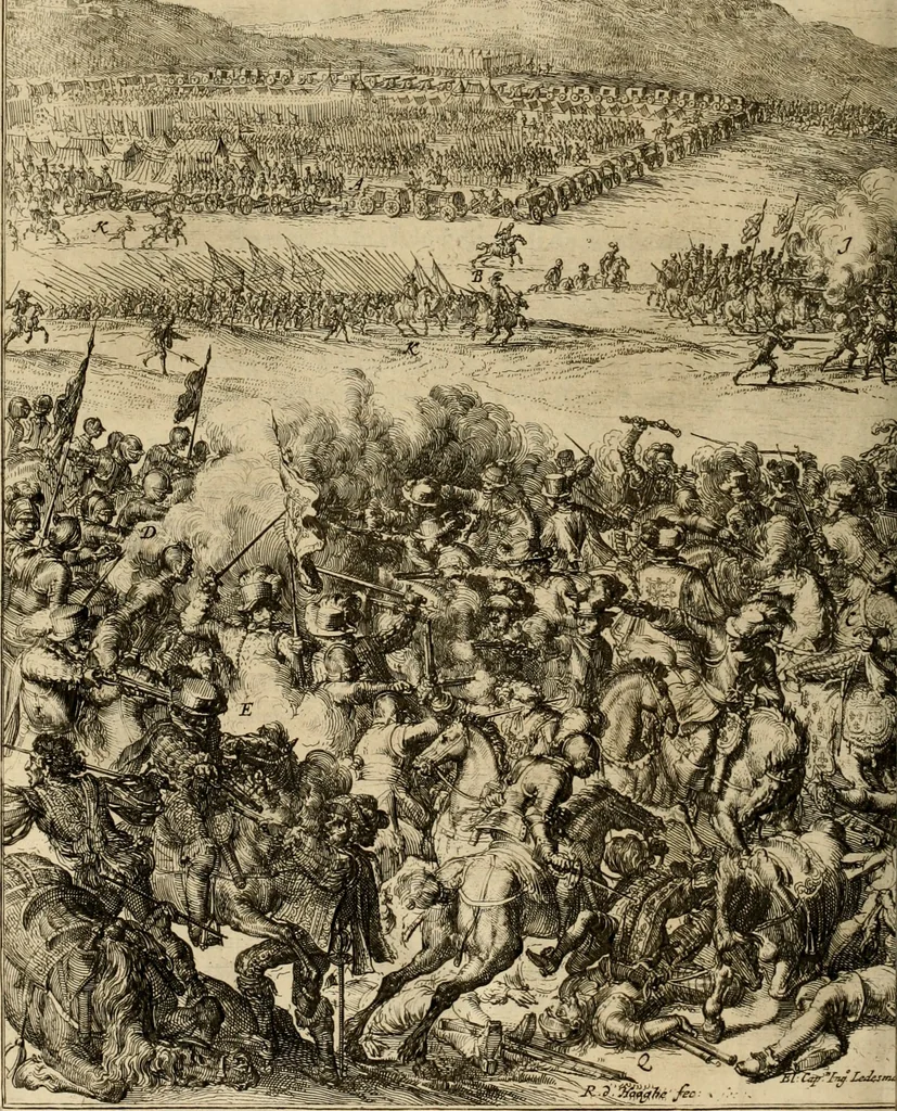 An illustration from Primera[-segunda] decada de las guerras de Flandes ..., 1681, leaf 349