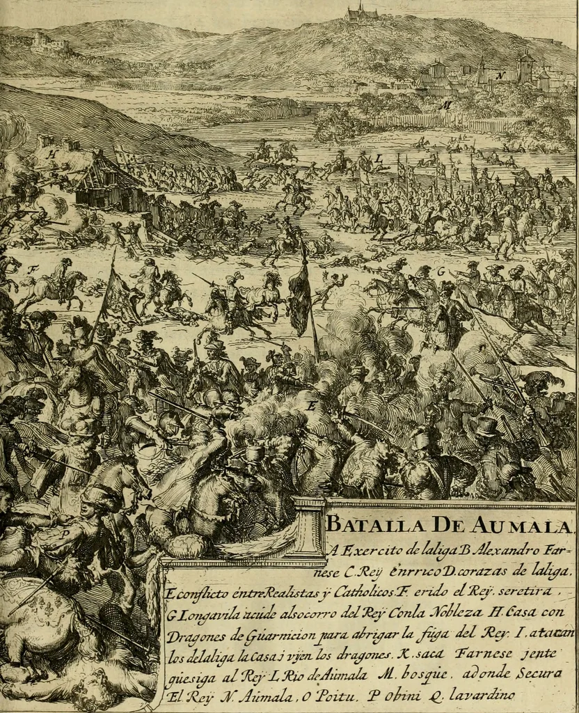 An illustration from Primera[-segunda] decada de las guerras de Flandes ..., 1681, leaf 350