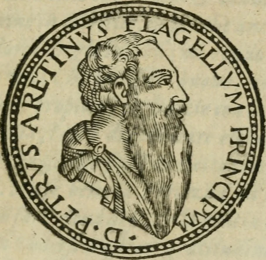 An illustration from Del primo[-sesto] libro de le lettere di M. Pietro Aretino, 1608, leaf 6