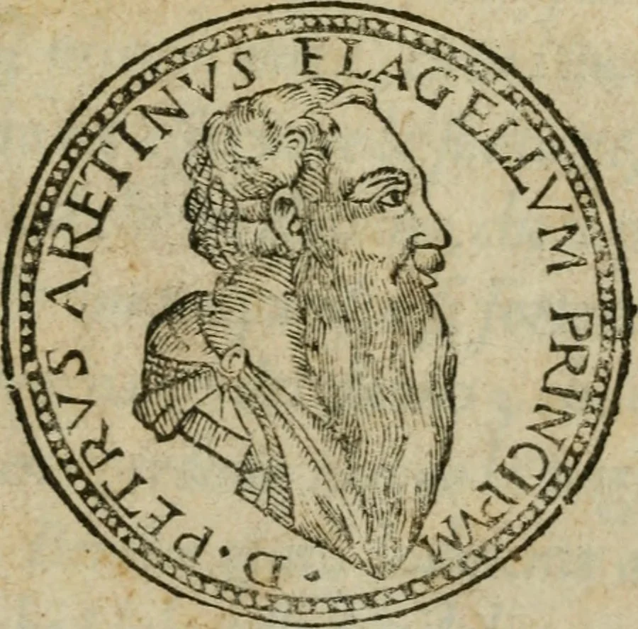 An illustration from Del primo[-sesto] libro de le lettere di M. Pietro Aretino, 1608, leaf 6