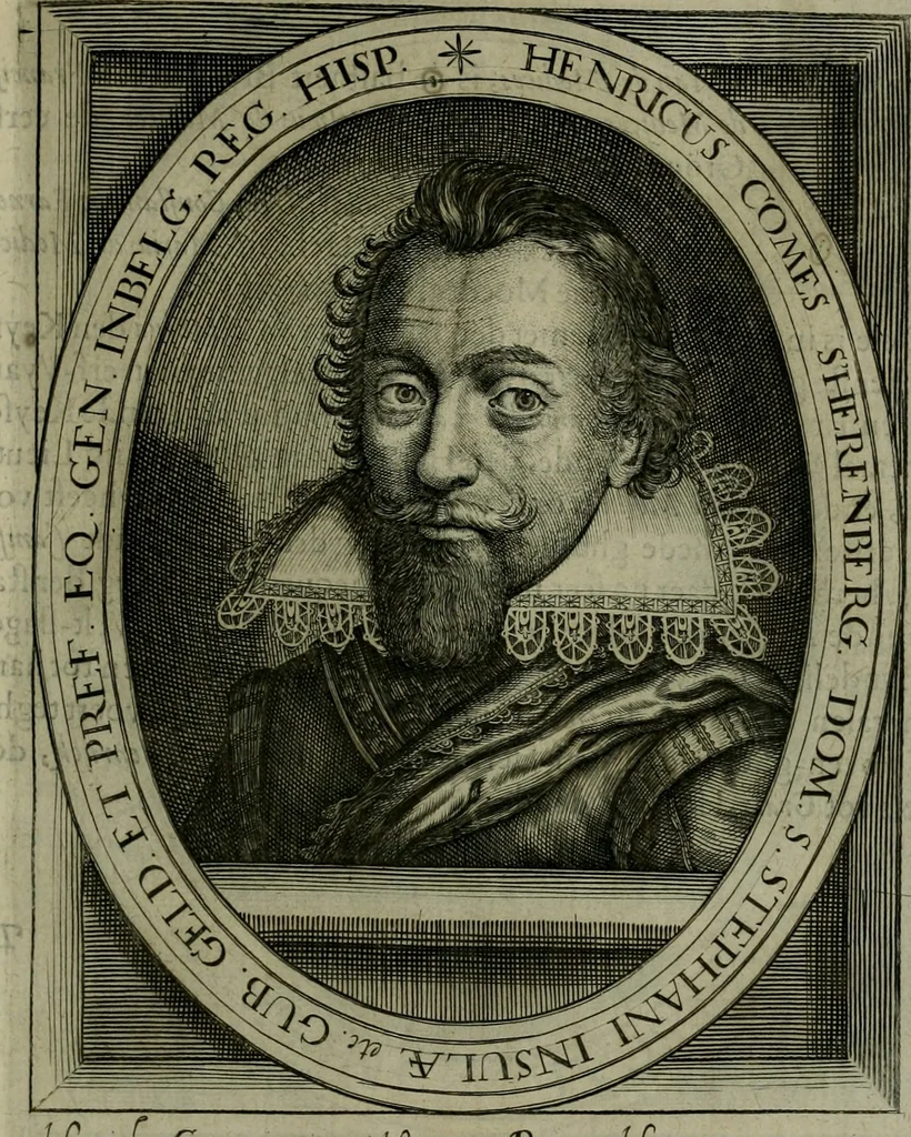 An illustration from Princelyck cabinet : verthoonende t'leven afcomste ende afbeeldingen der voornaemste vorste[n], princen, graven en heeren van Europa jegenwoordig regierende : mitsgaders beschrijvinge vanden staet, landen, rijckdommen ende incomsten der selver ..., 1625, leaf 106