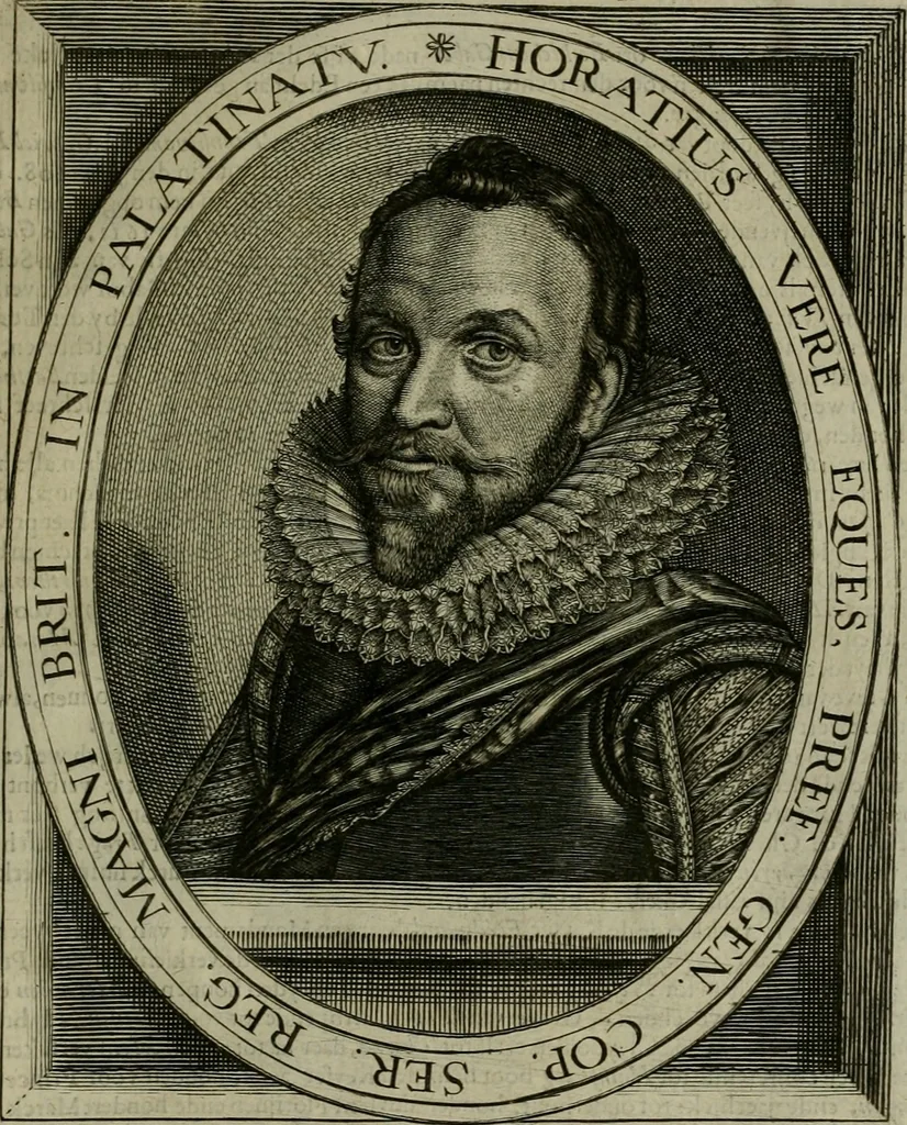 An illustration from Princelyck cabinet : verthoonende t'leven afcomste ende afbeeldingen der voornaemste vorste[n], princen, graven en heeren van Europa jegenwoordig regierende : mitsgaders beschrijvinge vanden staet, landen, rijckdommen ende incomsten der selver ..., 1625, leaf 114