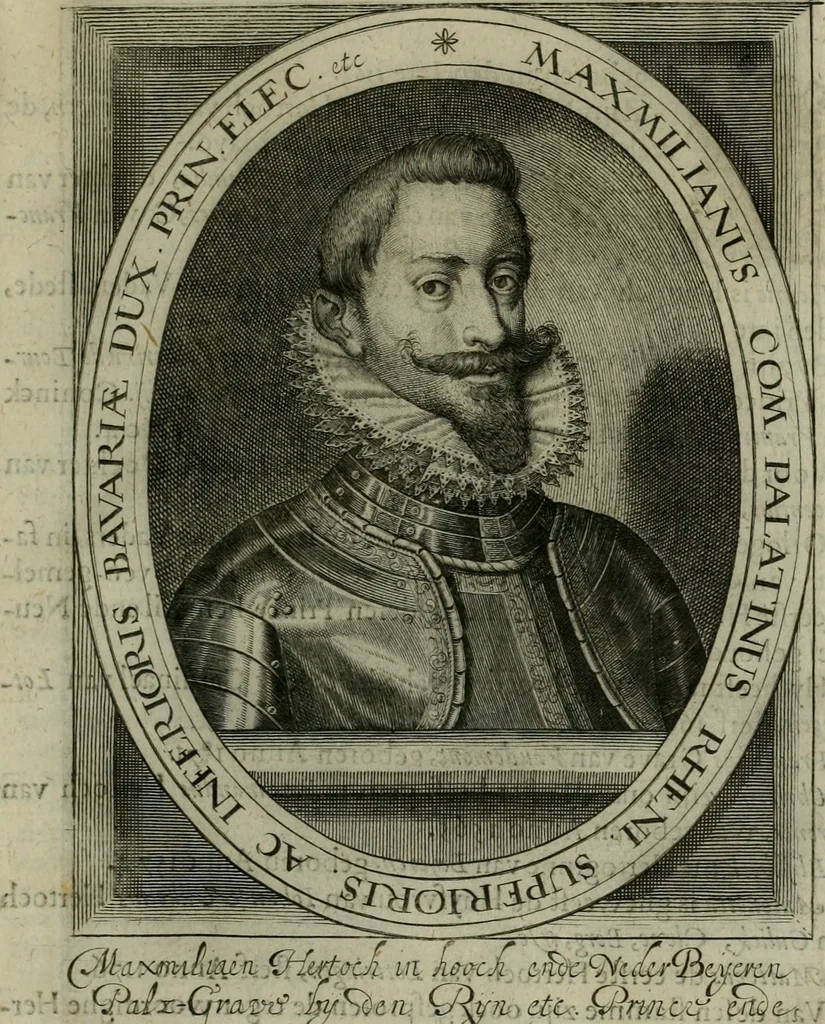 An illustration from Princelyck cabinet : verthoonende t'leven afcomste ende afbeeldingen der voornaemste vorste[n], princen, graven en heeren van Europa jegenwoordig regierende : mitsgaders beschrijvinge vanden staet, landen, rijckdommen ende incomsten der selver ..., 1625, leaf 70