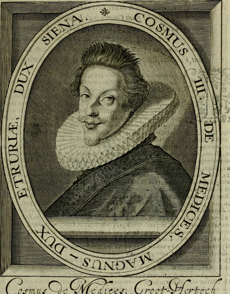An illustration from Princelyck cabinet : verthoonende t'leven afcomste ende afbeeldingen der voornaemste vorste[n], princen, graven en heeren van Europa jegenwoordig regierende : mitsgaders beschrijvinge vanden staet, landen, rijckdommen ende incomsten der selver ..., 1625, leaf 90