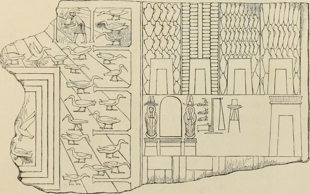 An illustration from Principaux monuments du Musée égyptien de Florence : première partie : stèles, bas-reliefs et fresques, 1882, leaf 116