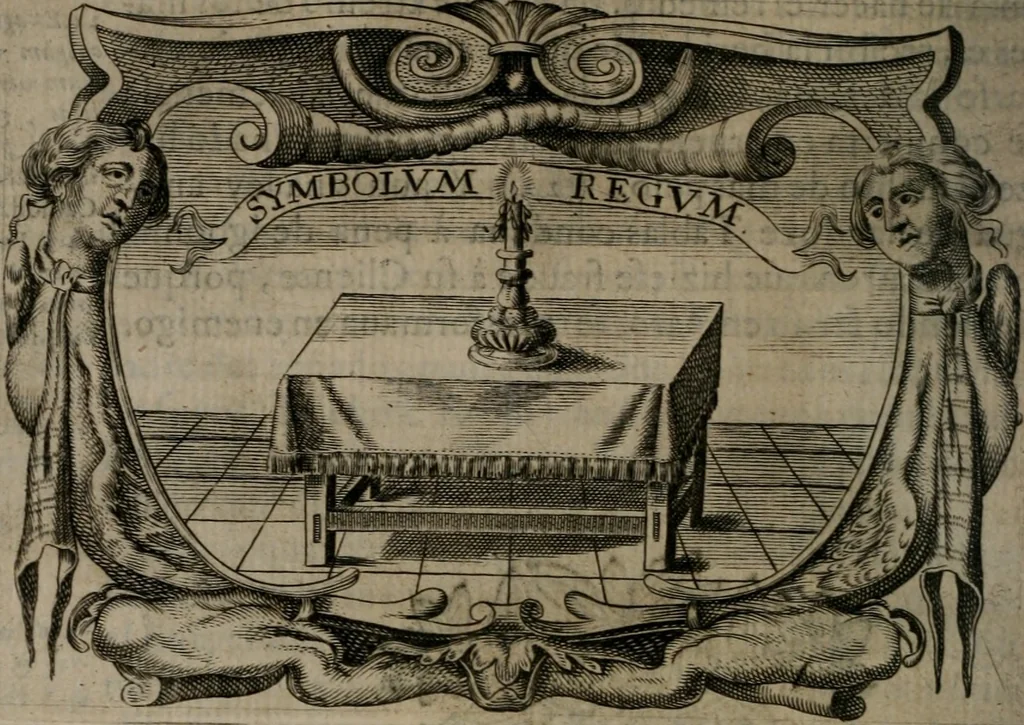 An illustration from Principe perfecto y ministros aiustados : documentos politicos, y morales en emblemas, 1662, leaf 107