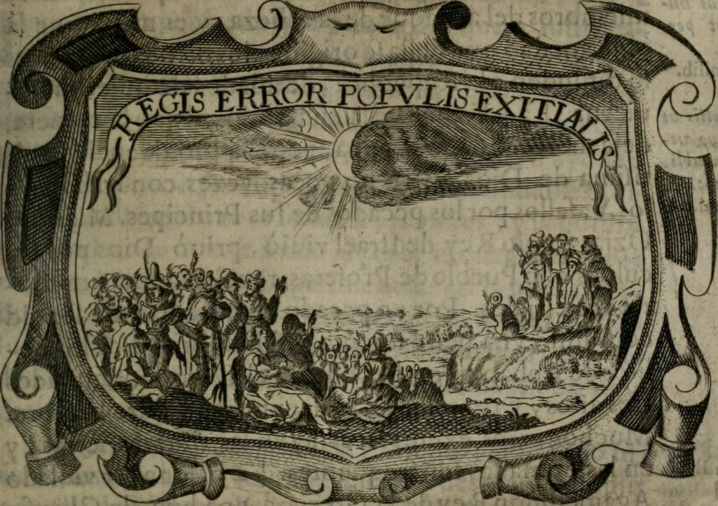 An illustration from Principe perfecto y ministros aiustados : documentos politicos, y morales en emblemas, 1662, leaf 130