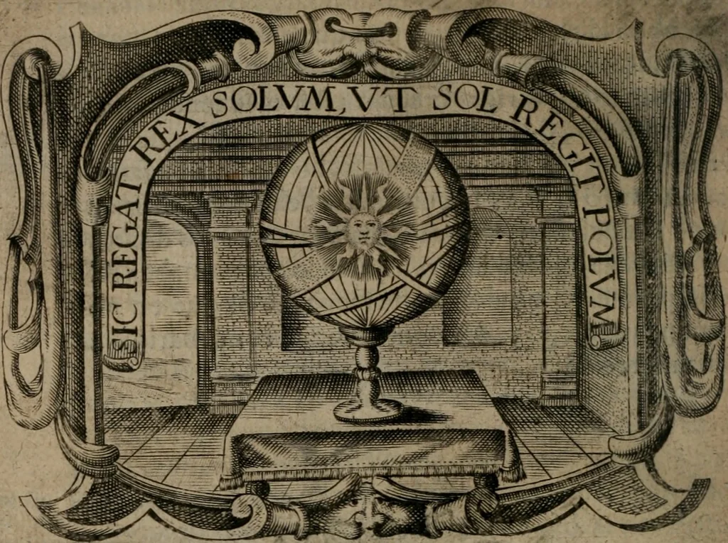 An illustration from Principe perfecto y ministros aiustados : documentos politicos, y morales en emblemas, 1662, leaf 175