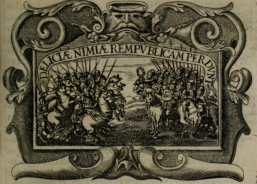 An illustration from Principe perfecto y ministros aiustados : documentos politicos, y morales en emblemas, 1662, leaf 184