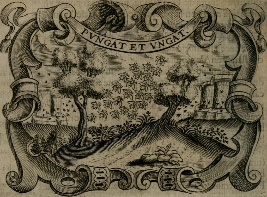 An illustration from Principe perfecto y ministros aiustados : documentos politicos, y morales en emblemas, 1662, leaf 207