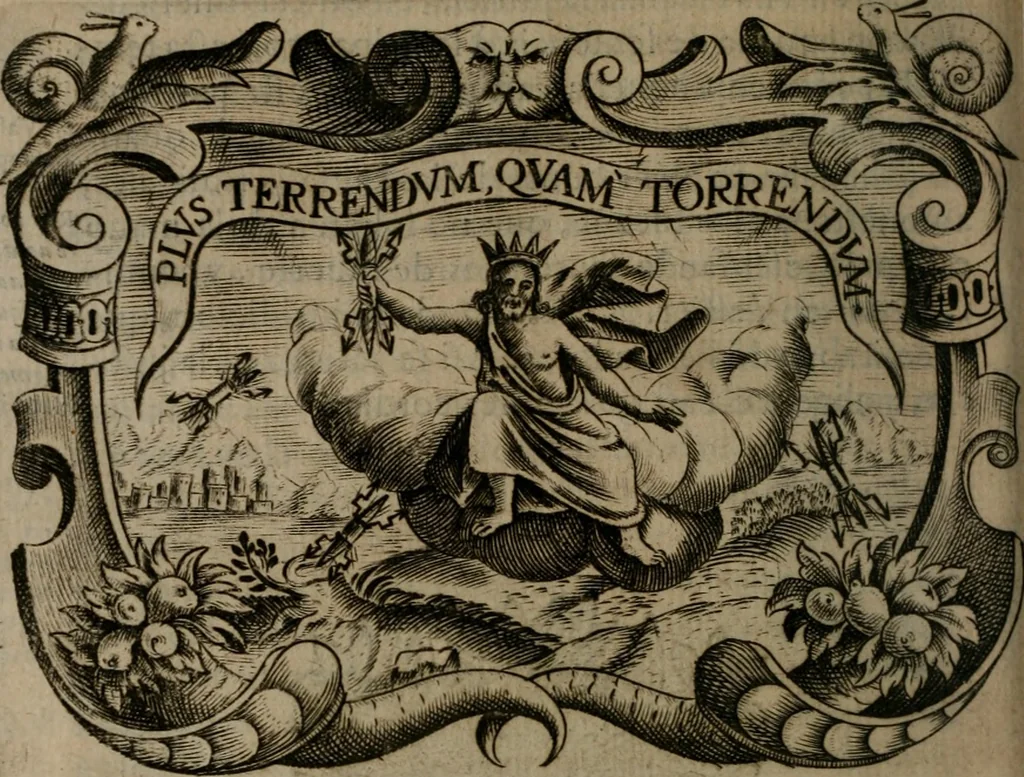 An illustration from Principe perfecto y ministros aiustados : documentos politicos, y morales en emblemas, 1662, leaf 213