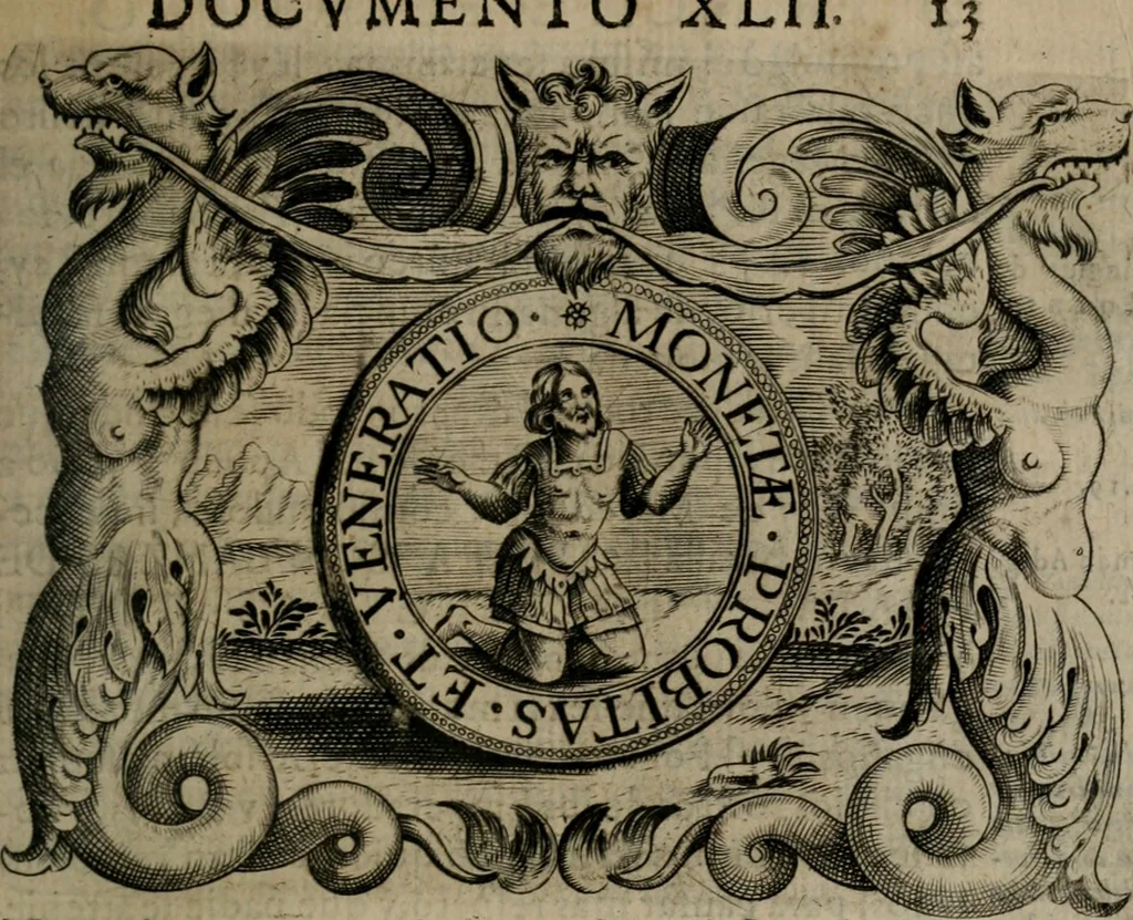 An illustration from Principe perfecto y ministros aiustados : documentos politicos, y morales en emblemas, 1662, leaf 244