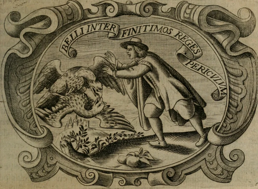 An illustration from Principe perfecto y ministros aiustados : documentos politicos, y morales en emblemas, 1662, leaf 258