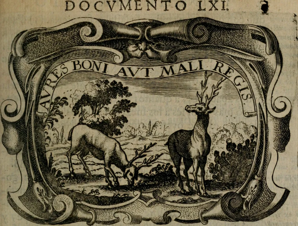 An illustration from Principe perfecto y ministros aiustados : documentos politicos, y morales en emblemas, 1662, leaf 346