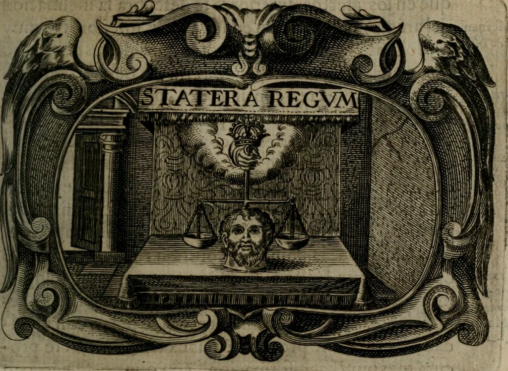 An illustration from Principe perfecto y ministros aiustados : documentos politicos, y morales en emblemas, 1662, leaf 350